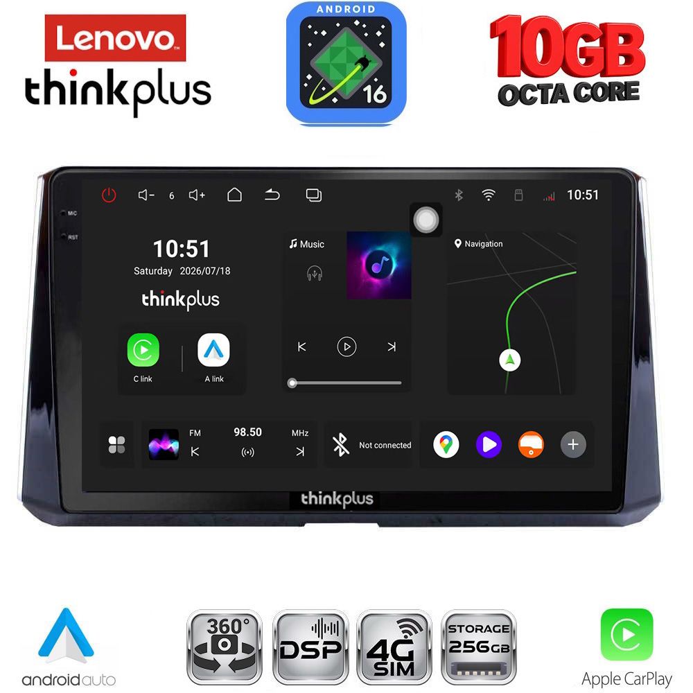 LENOVO LTM 11716_CPA (10inc) MULTIMEDIA TABLET for TOYOTA COROLLA mod. 2019-2026 - WEXML.GR