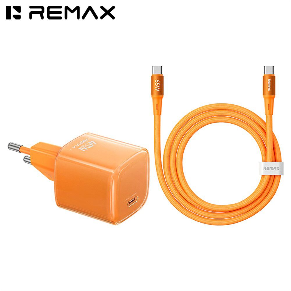 REMAX CA-26 (C60W) GaN FAST CHARGER with USB-C Cable (ORANGE) - WEXML.GR