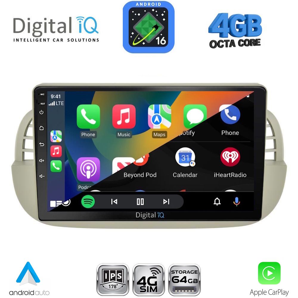 DIGITAL IQ RTG 6130BG_CPA (9inc) MULTIMEDIA TABLET for FIAT 500 mod. 2007-2015 (BEIGE) - immagine 2