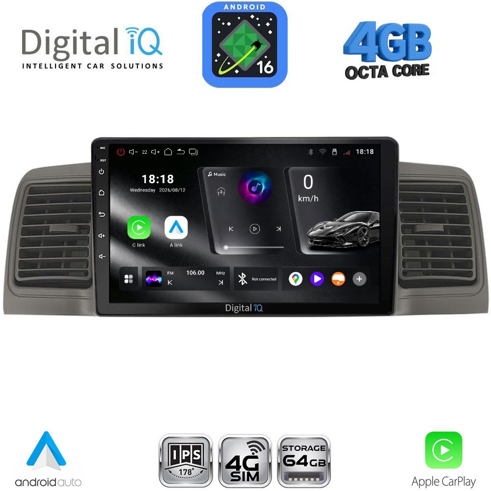 DIGITAL IQ RTG 6712GR_CPA (9inc) MULTIMEDIA TABLET for TOYOTA COROLLA mod. 2001-2006 (GREY) - WEXML.GR
