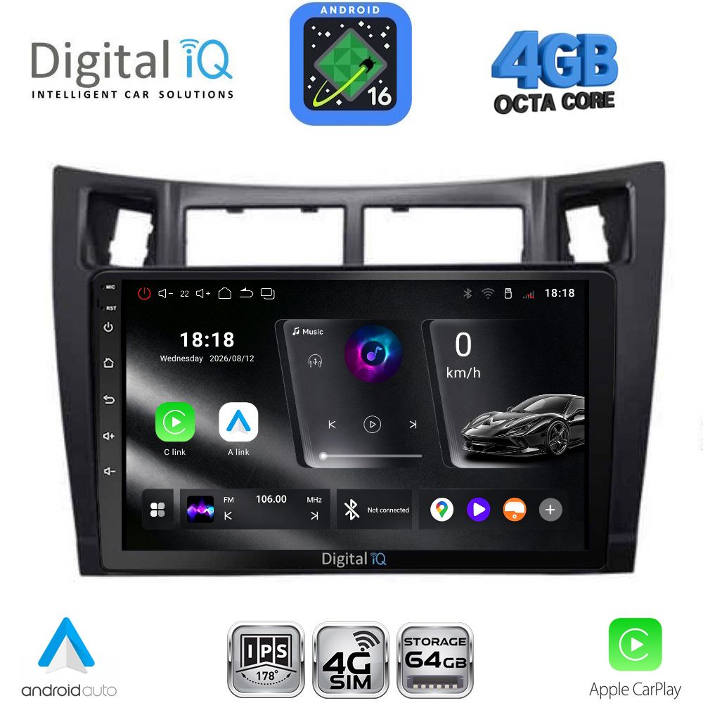 DIGITAL IQ RTG 6736BL_CPA (9inc) MULTIMEDIA TABLET for TOYOTA YARIS mod. 2006-2011 (BLACK) - WEXML.GR