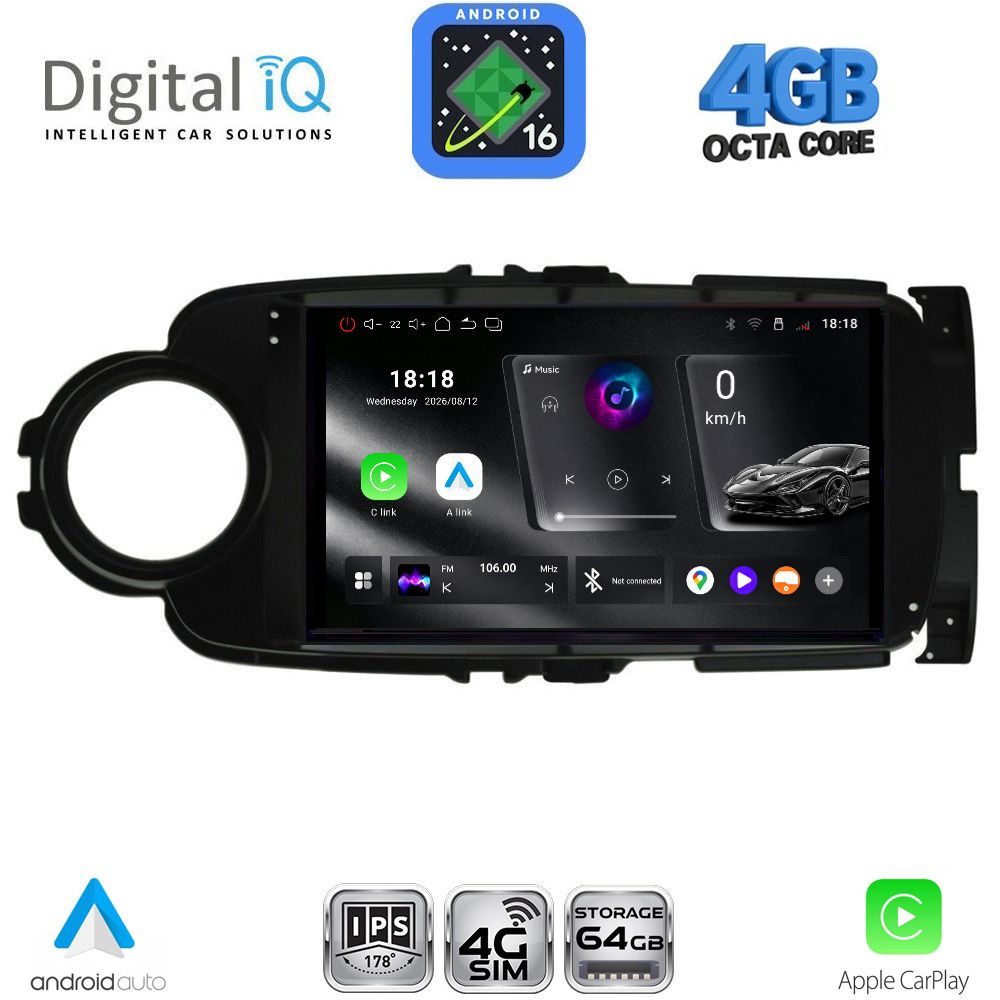 DIGITAL IQ RTG 6737BL_CPA (9inc) MULTIMEDIA TABLET for TOYOTA YARIS mod. 2011-2015 (BLACK) - WEXML.GR