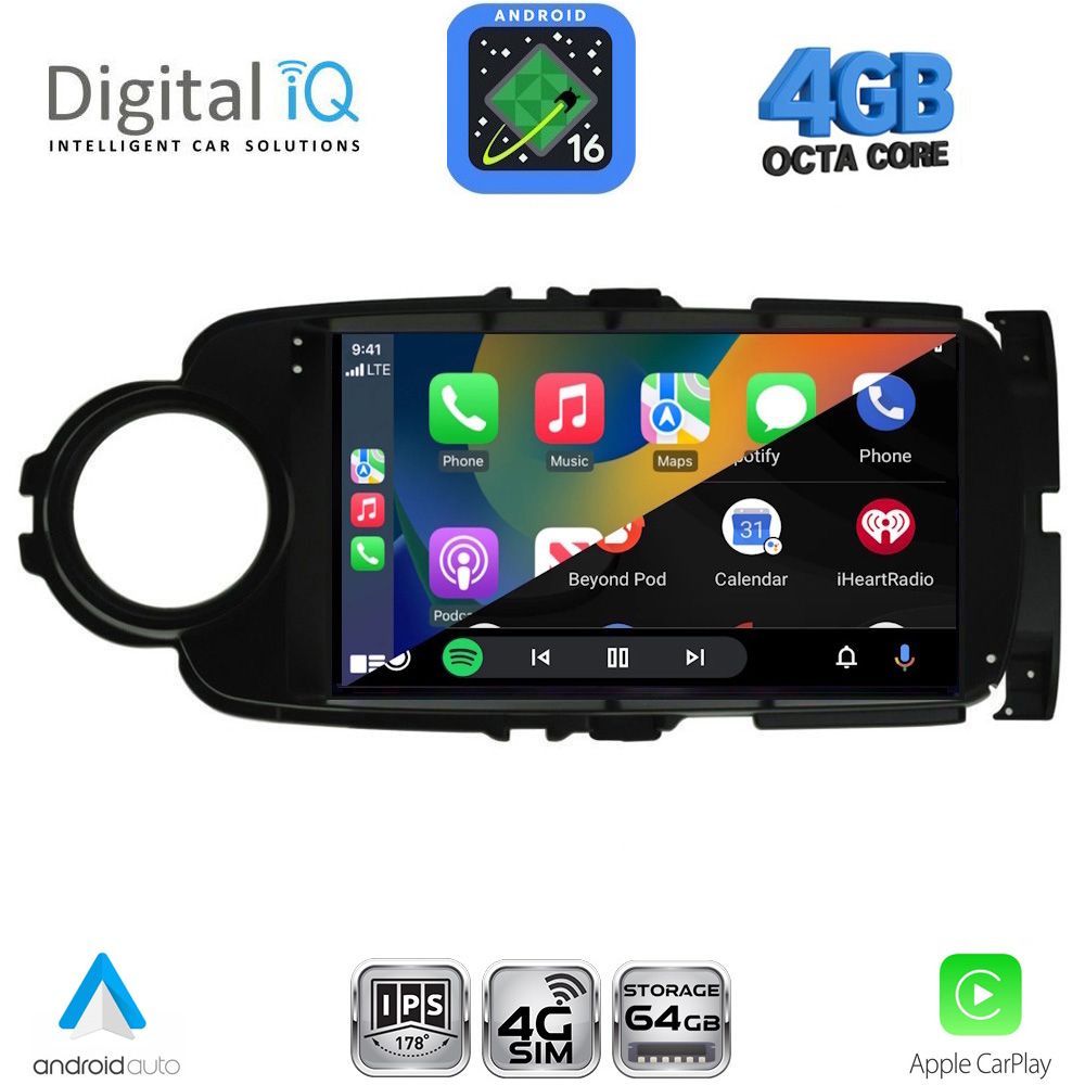 DIGITAL IQ RTG 6737BL_CPA (9inc) MULTIMEDIA TABLET for TOYOTA YARIS mod. 2011-2015 (BLACK) - immagine 2